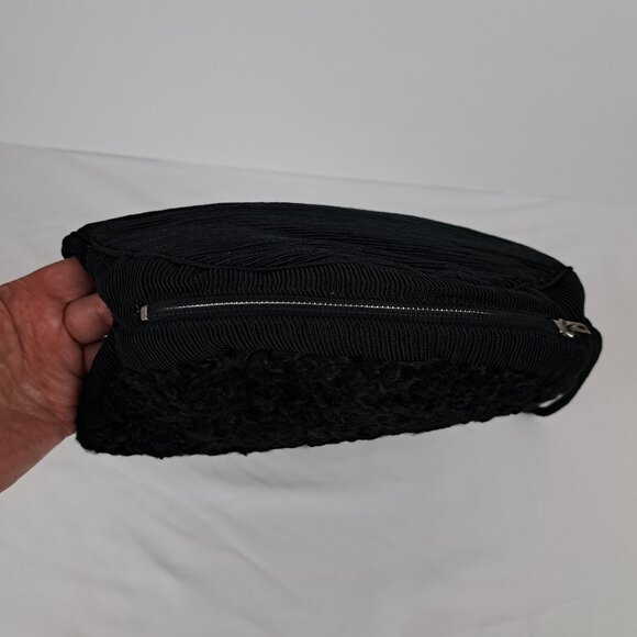 Vintage Persian Curly Lamb Muff w/ Waldes Zipper by Engel-Fetzer Cleveland OH - Picture 8 of 15